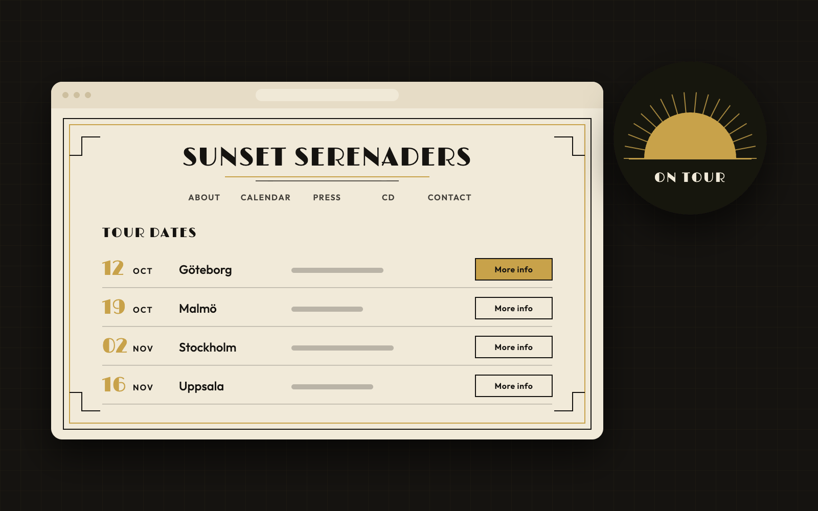 Sunset Serenaders — Art Deco Framer site for a Swedish vintage jazz band