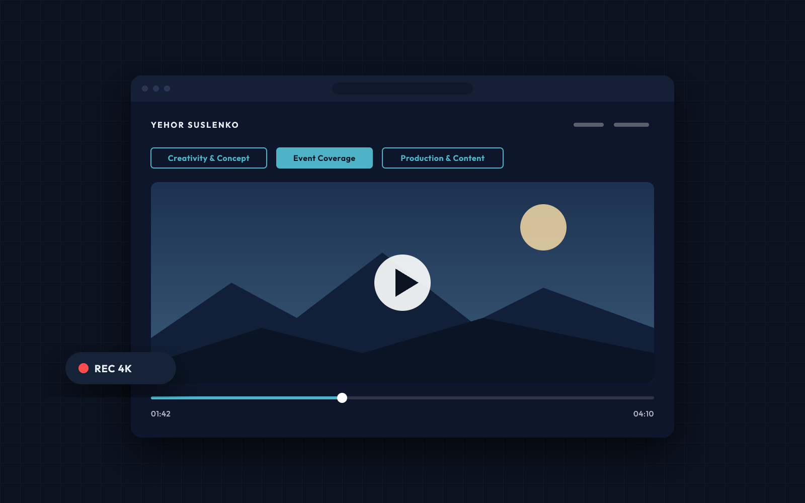 Yehor Suslenko — Portfolio site for a Gothenburg videographer & creative director